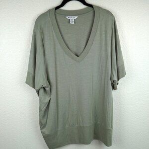 NWOT Athleta 2X Green V-Neck Oversized Dolman Tee Modal TENCEL Boxy‎ Fit
